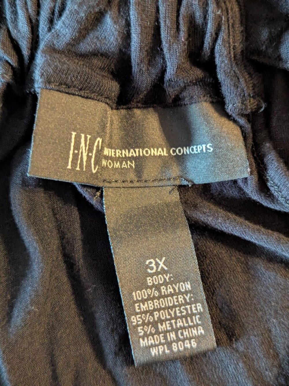 INC black sleeveless long top with embroidery - 3X - Picture 6 of 6